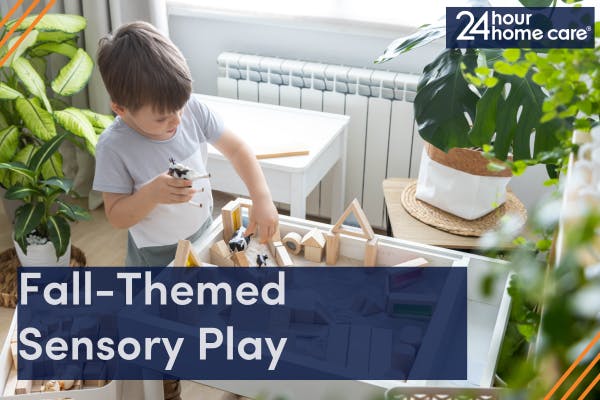 Image: a child plays with a sensory bin.