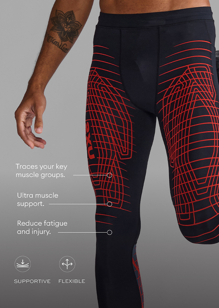 陸上用パンツ 2XU Muscle Containment Stamping Running Technology