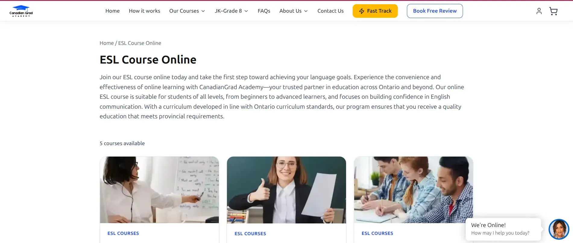 CanadianGrad Academy homepage for Ontario online high school courses and student support.