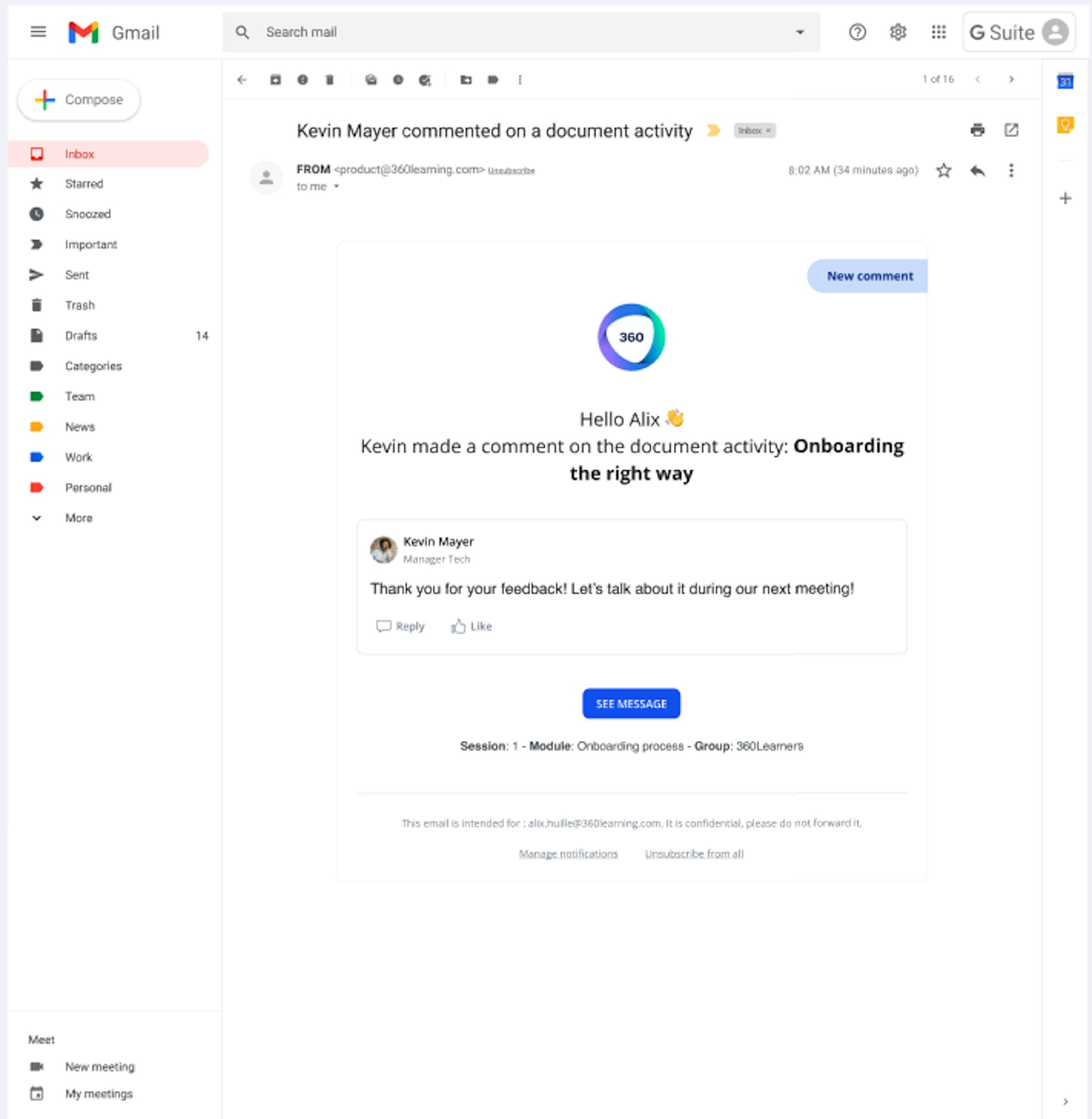360Learning forum email new design