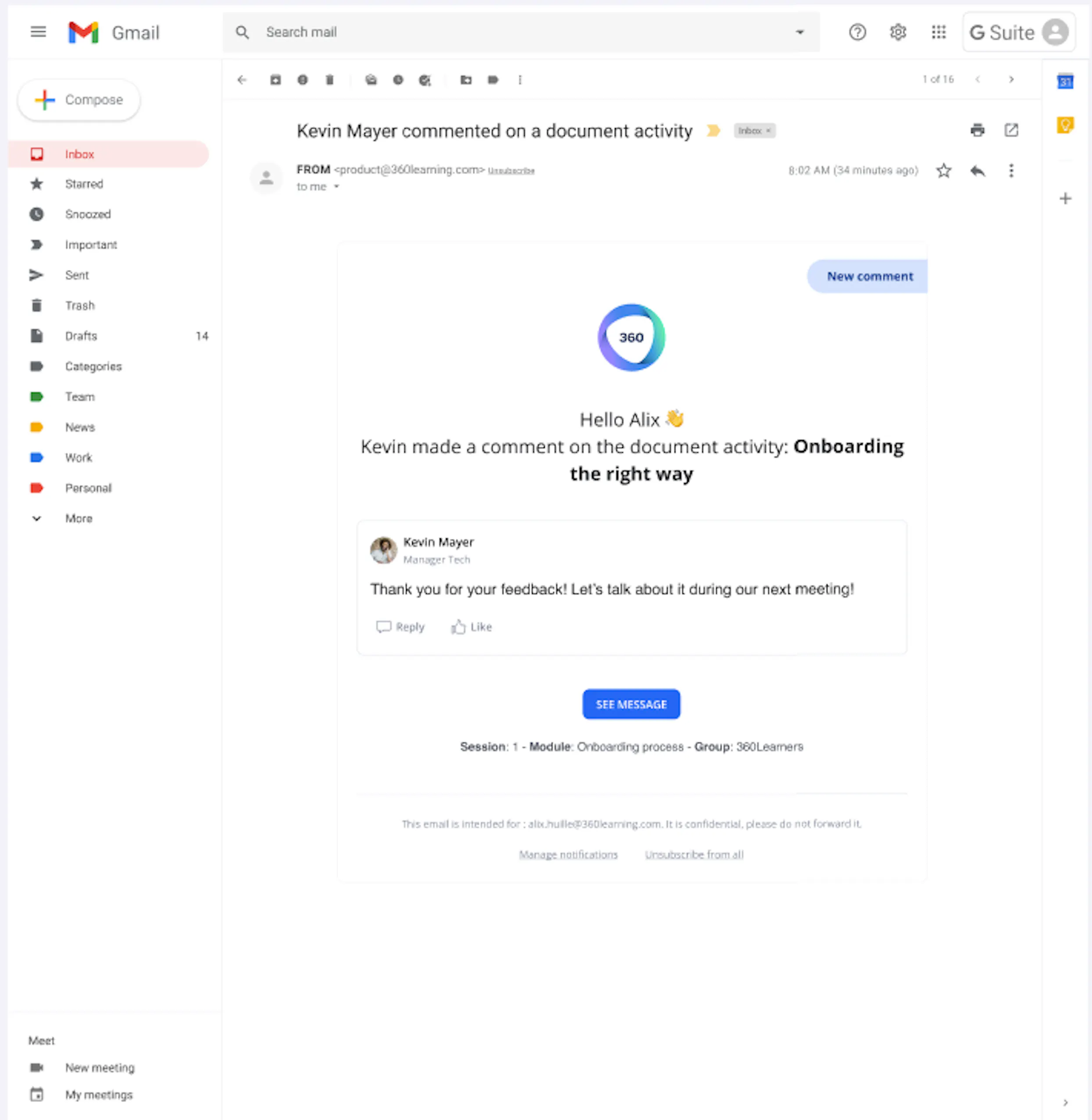 360Learning forum email new design