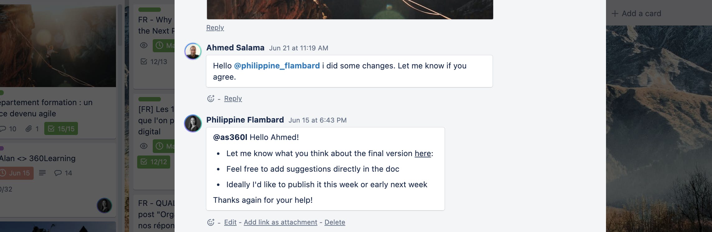 Mises à jour Trello