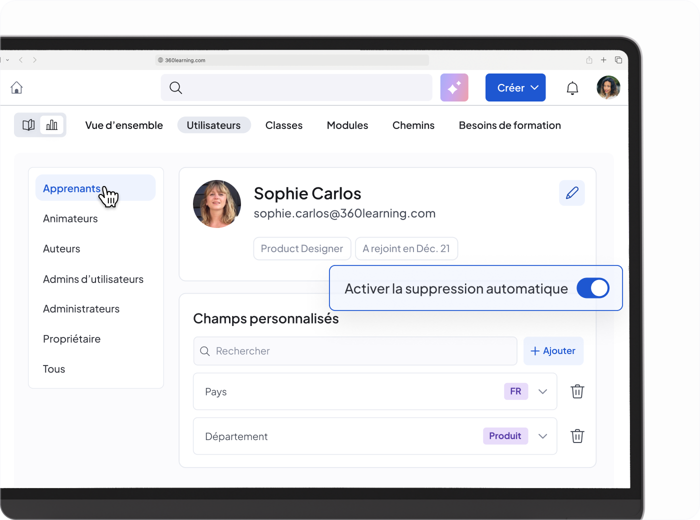 Gestion utilisateurs