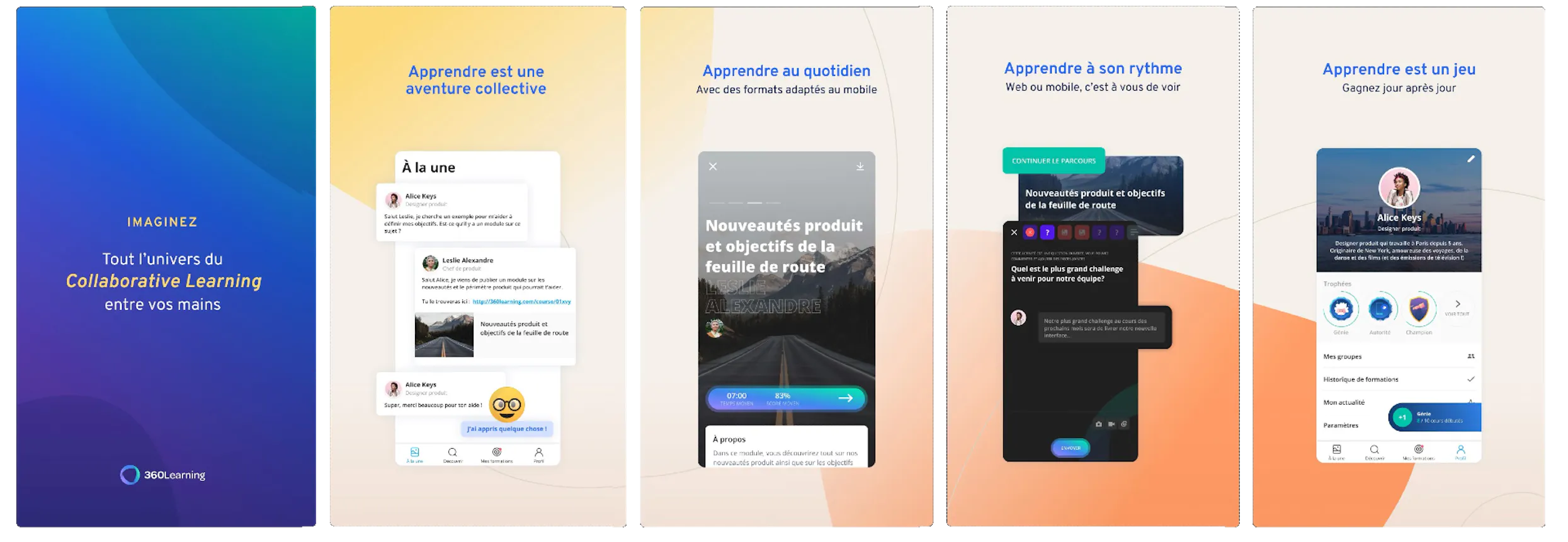 Application mobile 360Learning sur iOS et Android. 