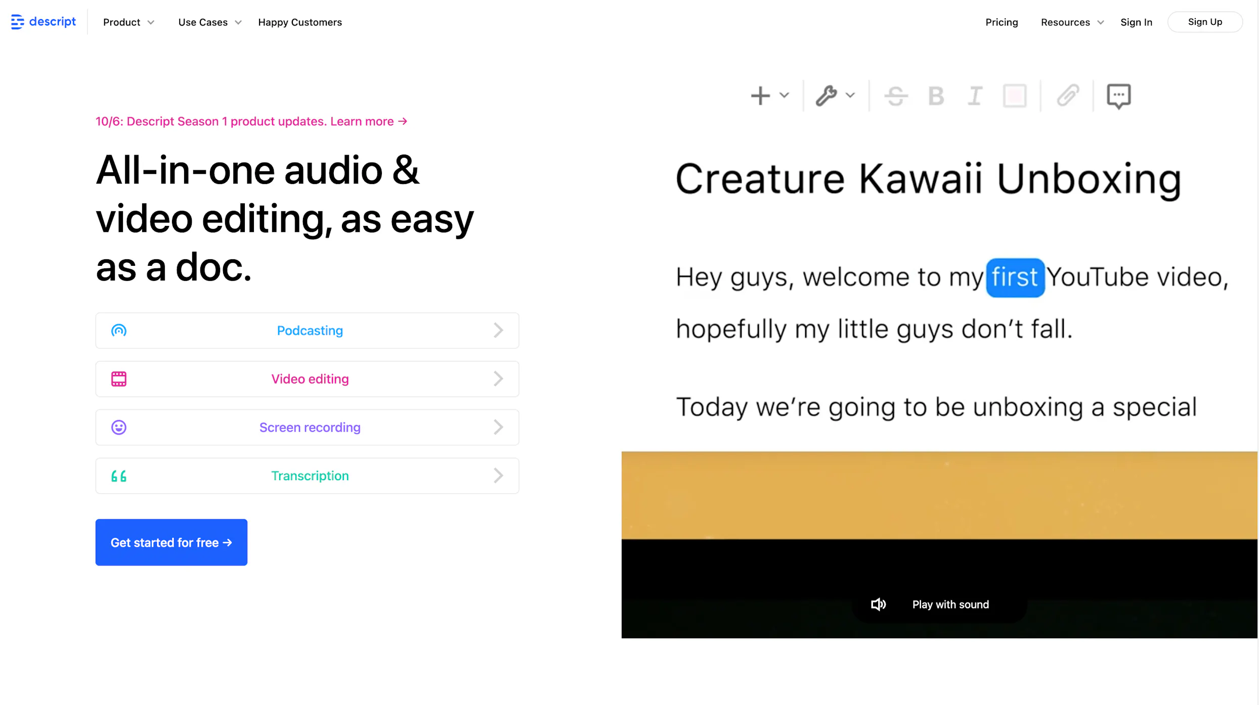 Descript elearning tool