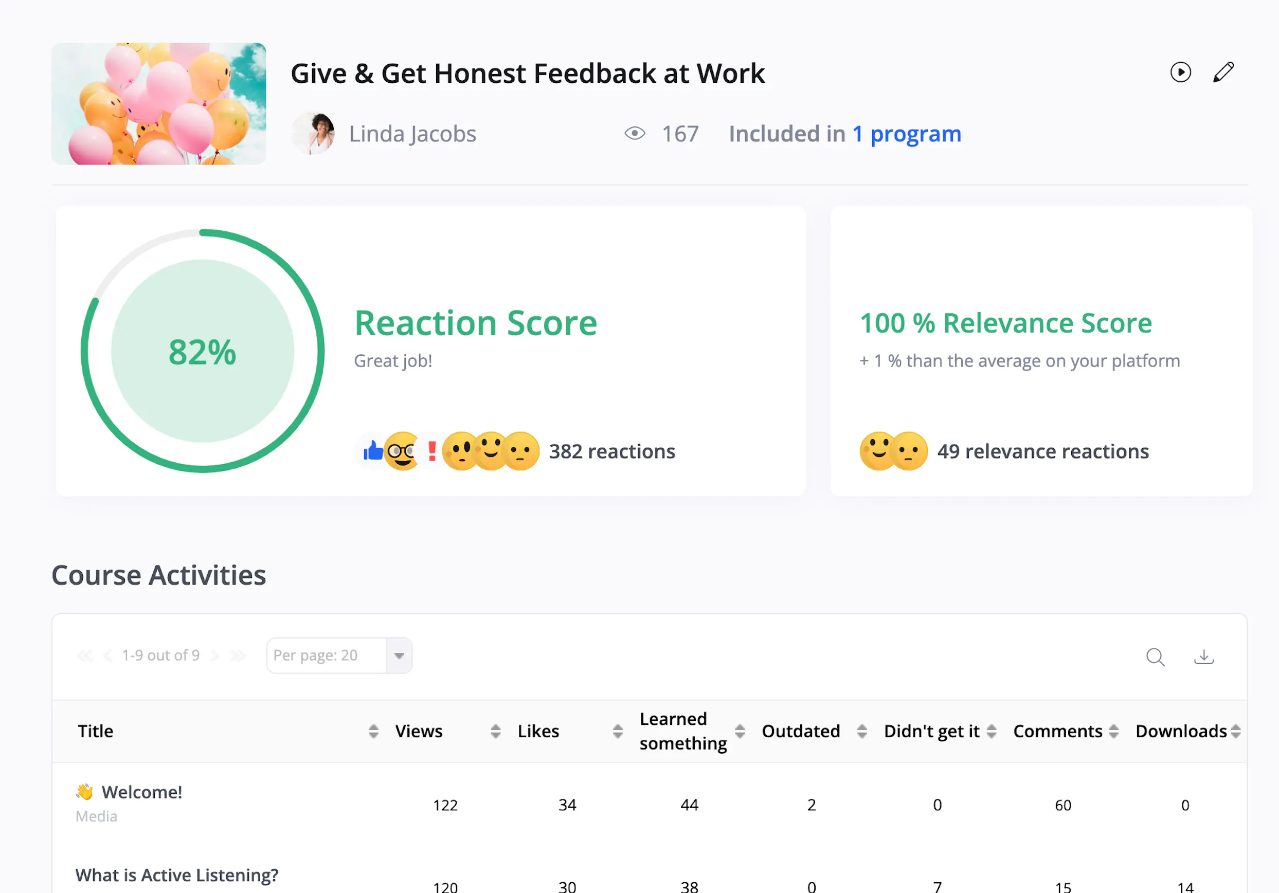 Course feedback within 360Learning