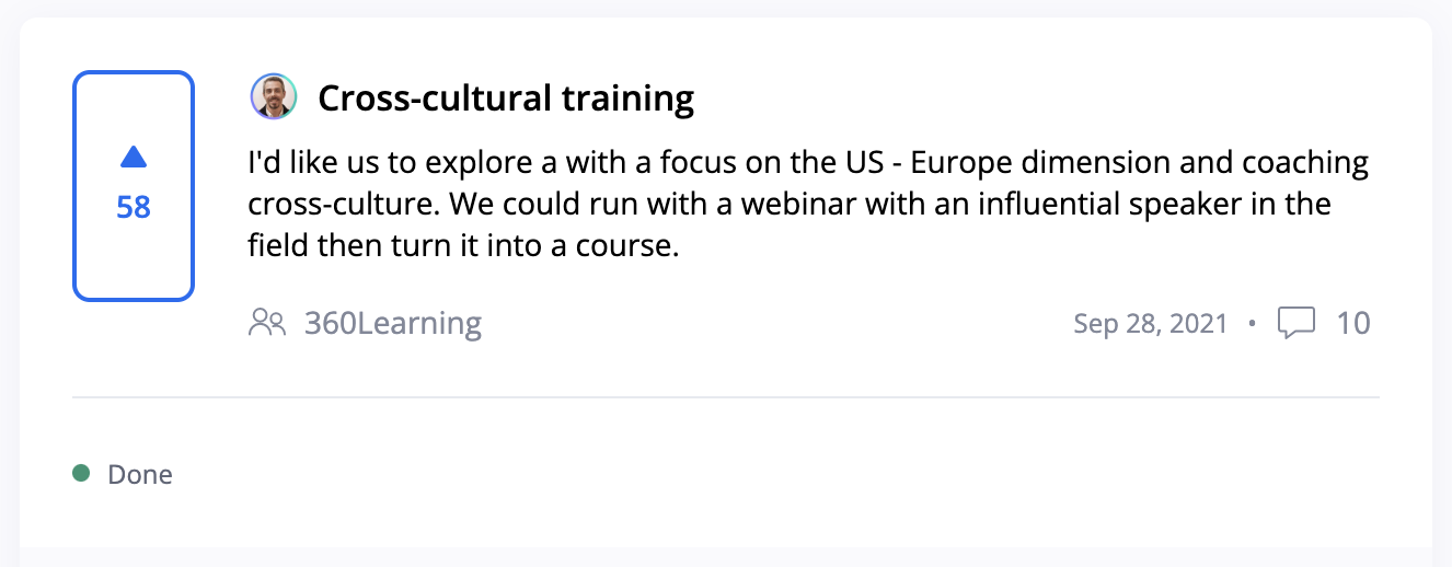 An example of a Learning Need for cross-cultural training
