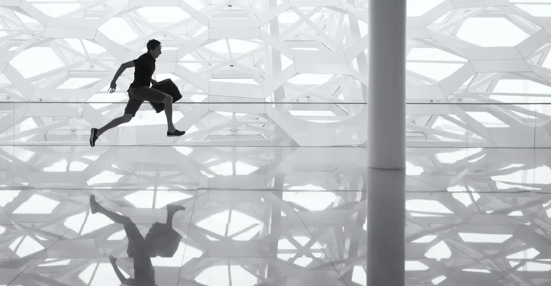 man jumping representing employee mobility