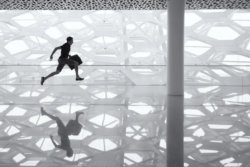 man jumping representing employee mobility