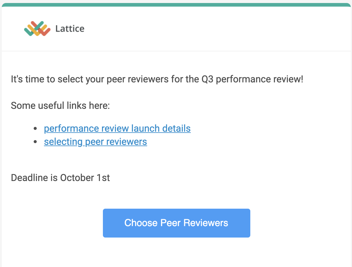 performance appraisal example with lattice of peer reviews