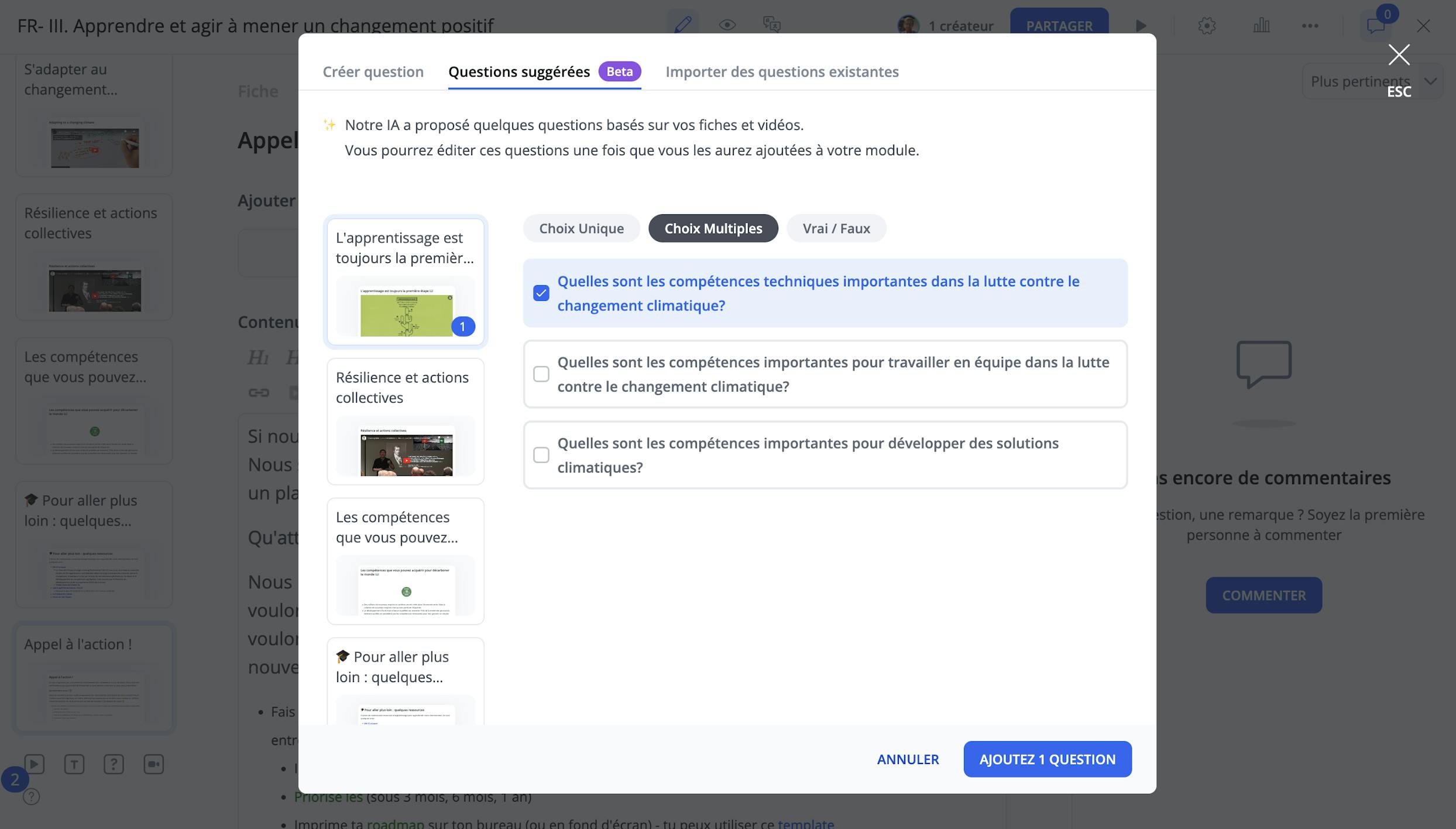 Générateur de questions alimenté par l’IA