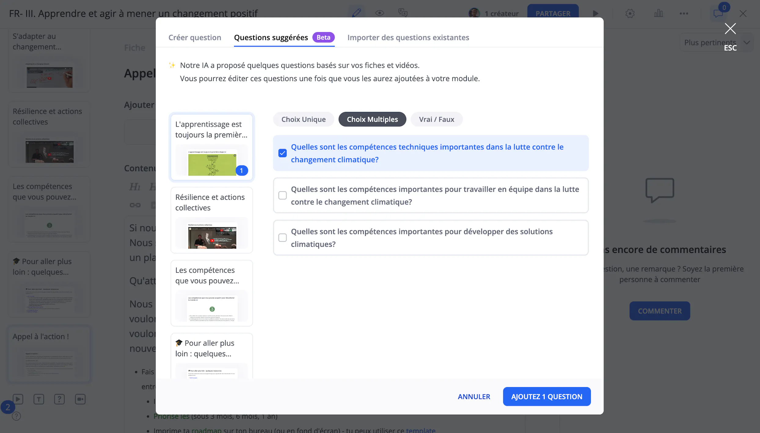 Générateur de questions alimenté par l’IA