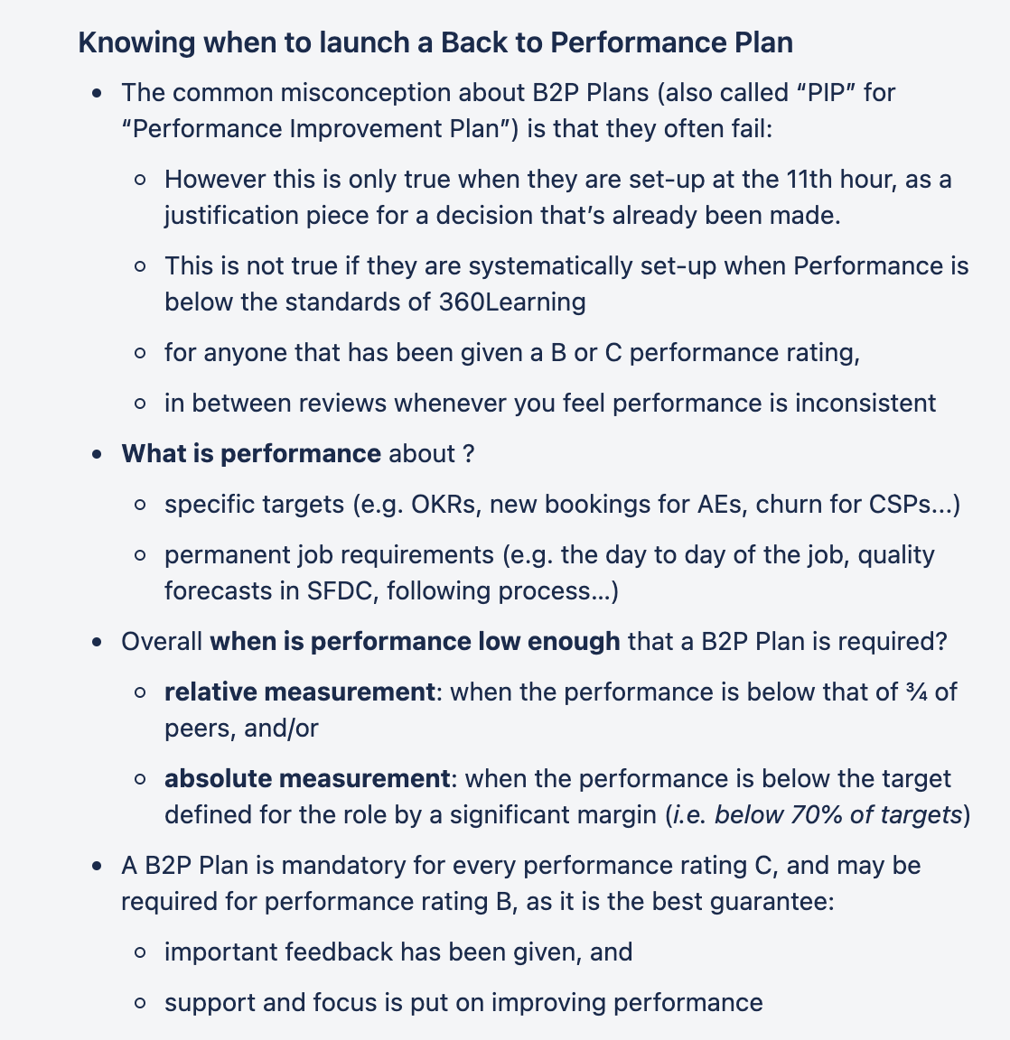 performance improvement plan instructions