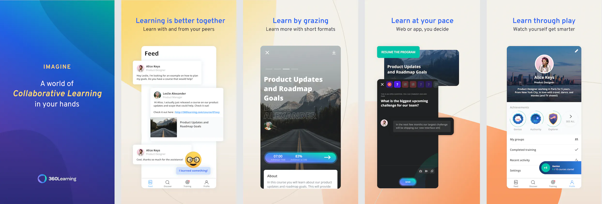 360Learning mobile app for iOS and Android