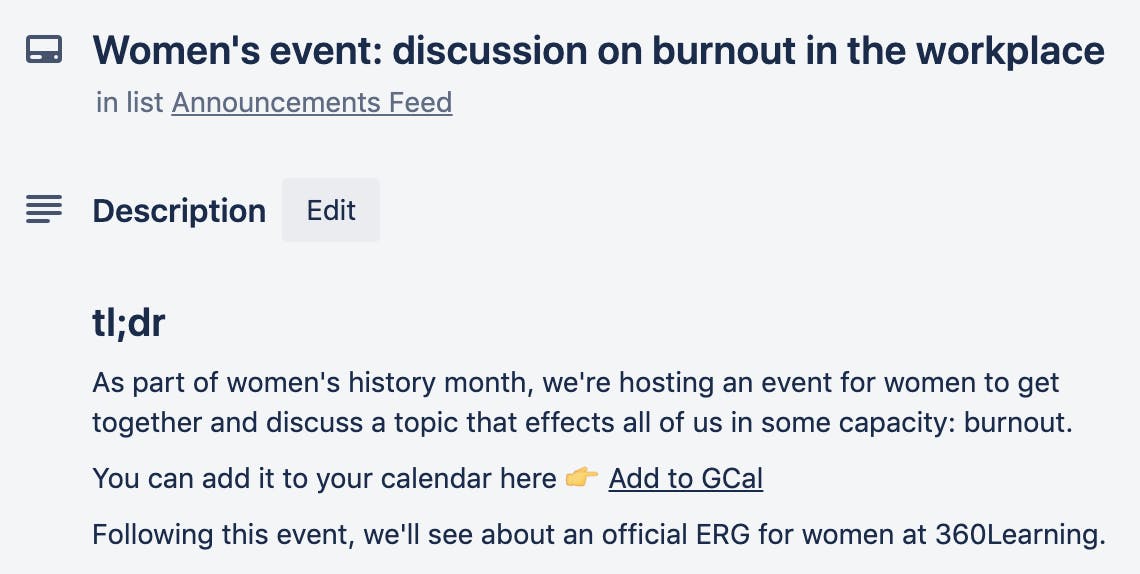 ERG reminder on Trello