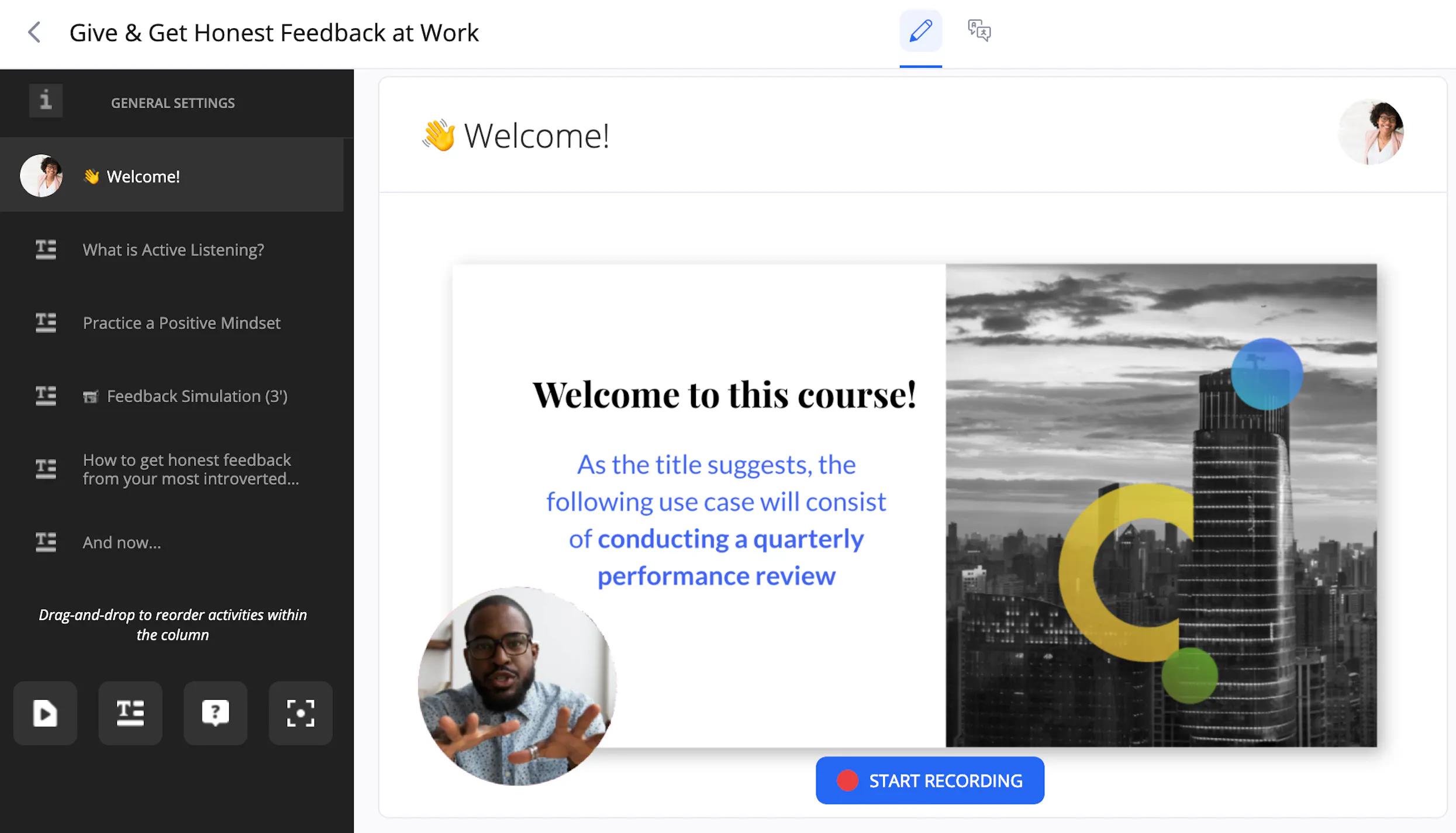 Screen + webcam recordings