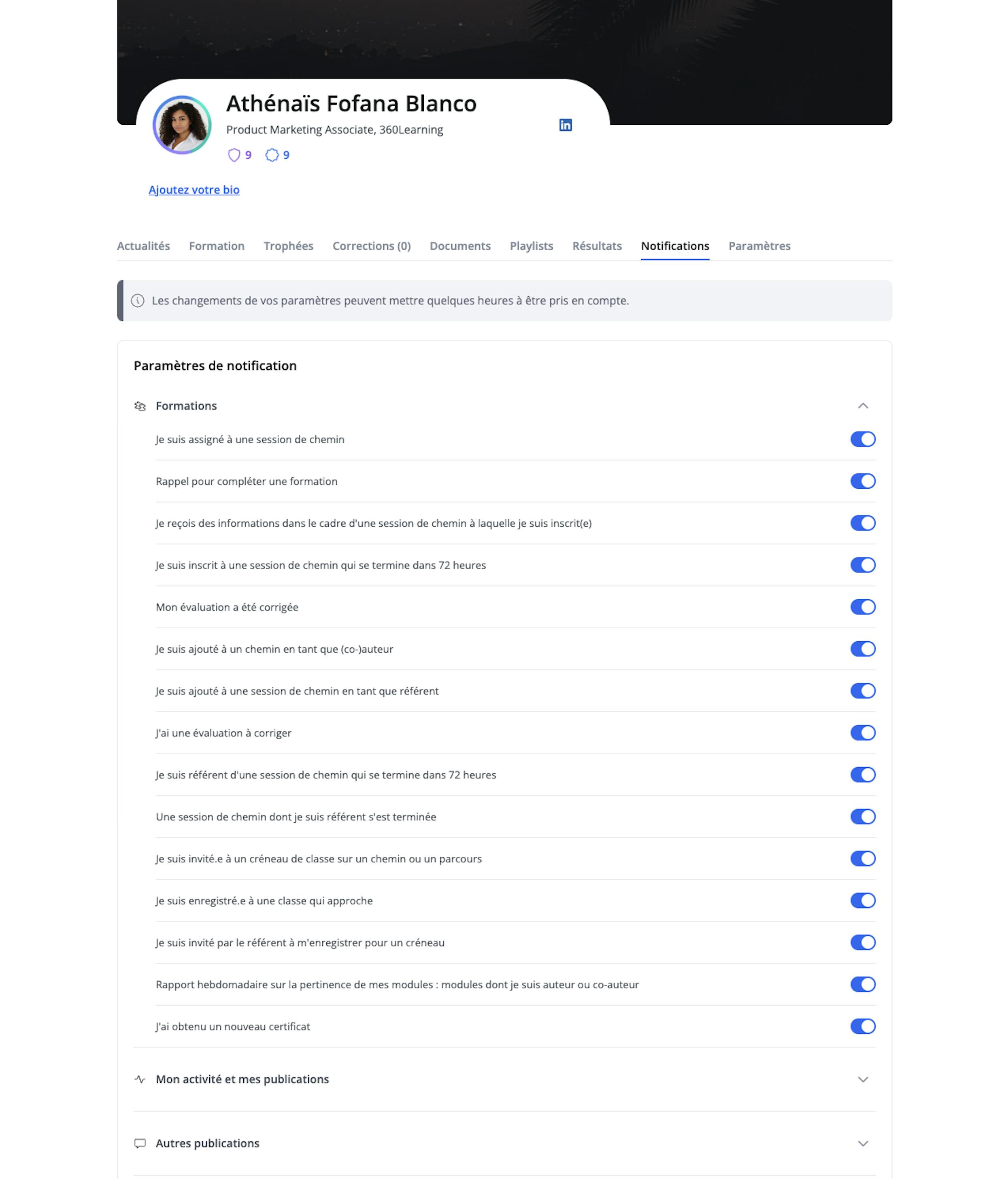 Réception de notifications