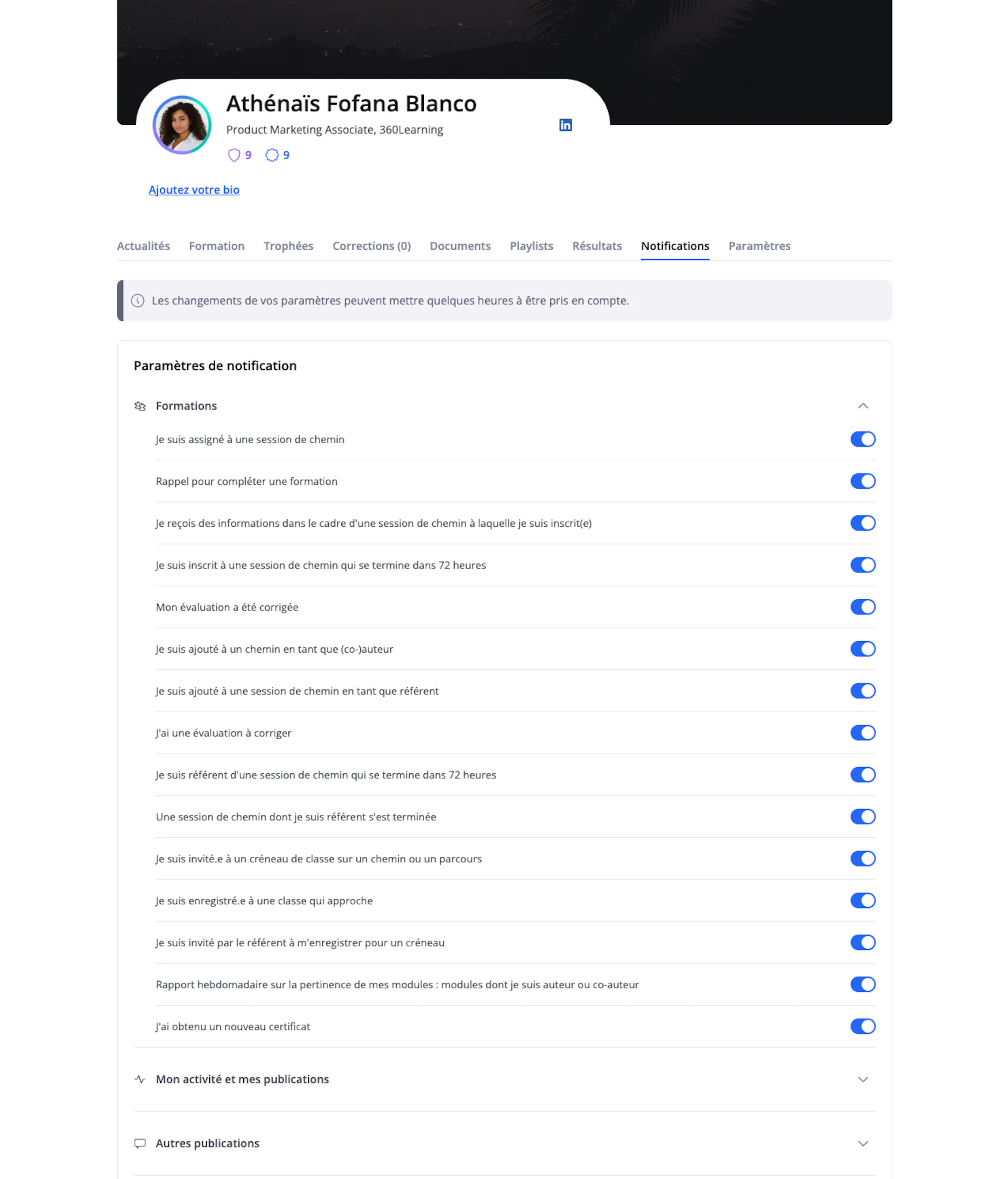 Réception de notifications