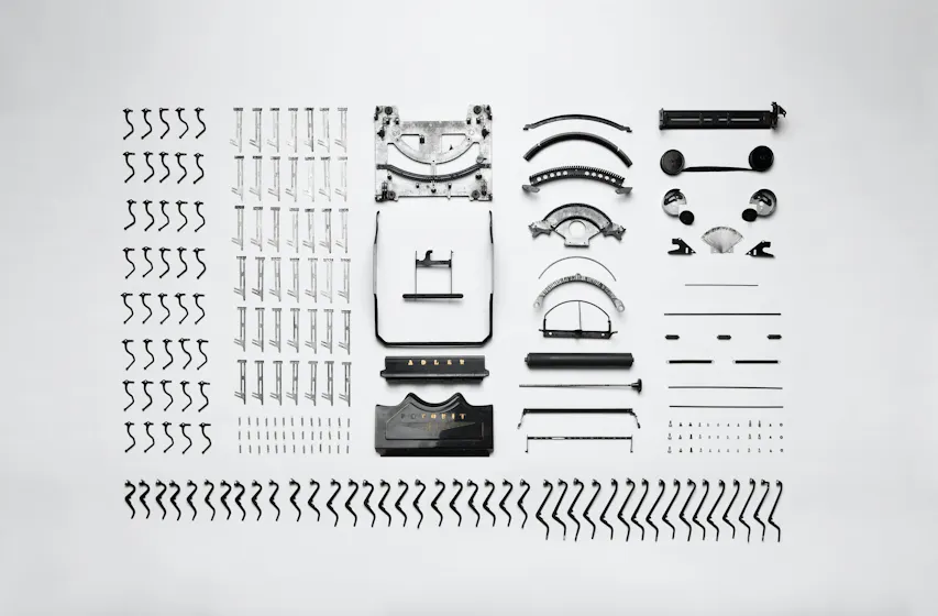 Typewriter parts representing LMS integration