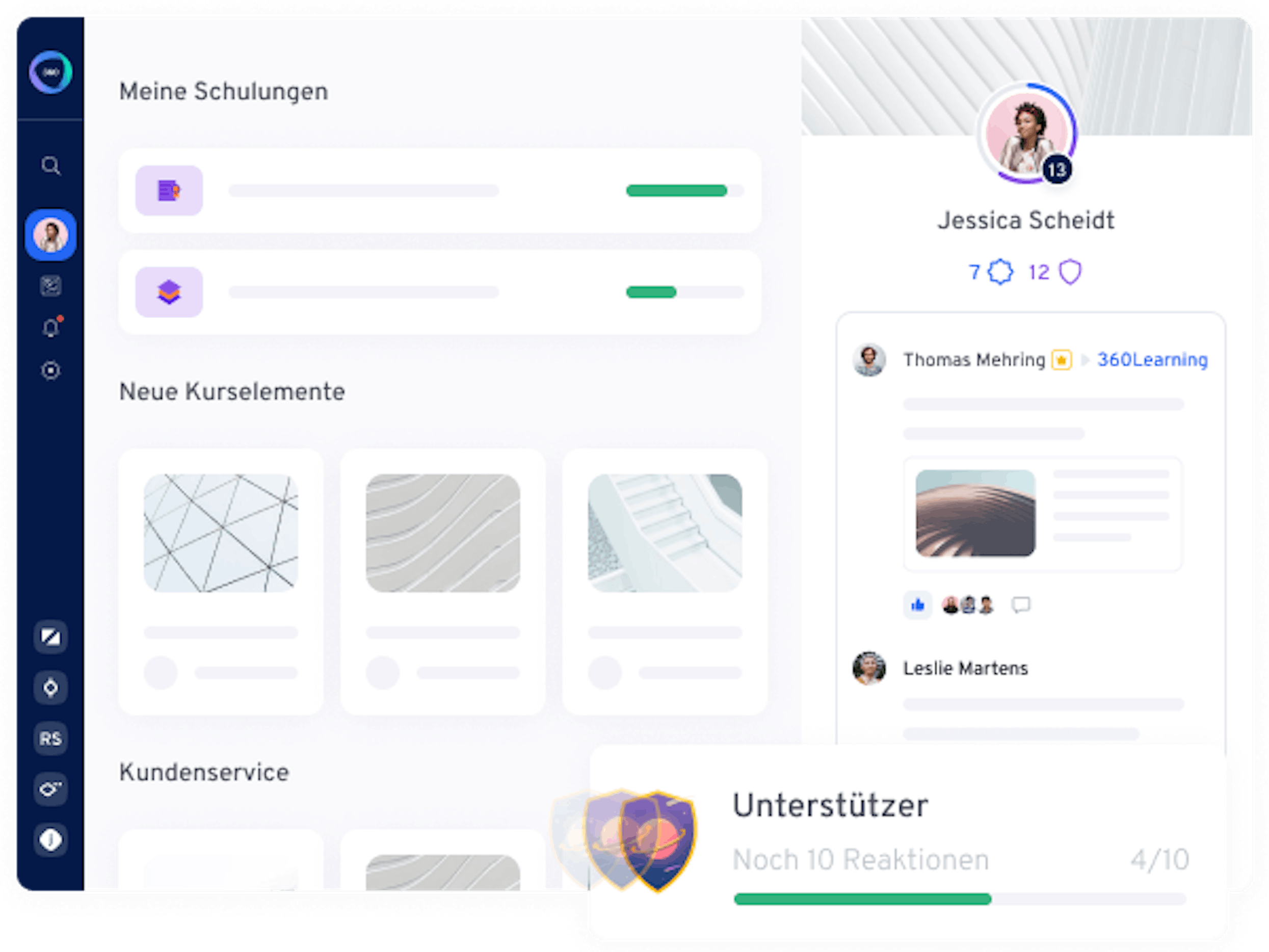 Diese Learning-Software für Unternehmen ab 100 Nutzern hat eine intuitive Benutzeroberfläche - alle Kurse sind nur einen Klick weit entfernt.