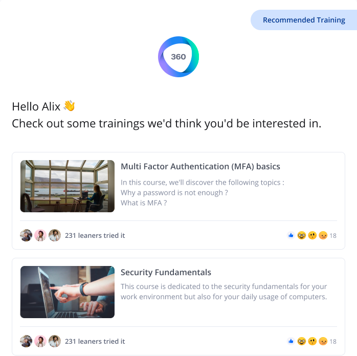 360Learning AI-powered recommendations