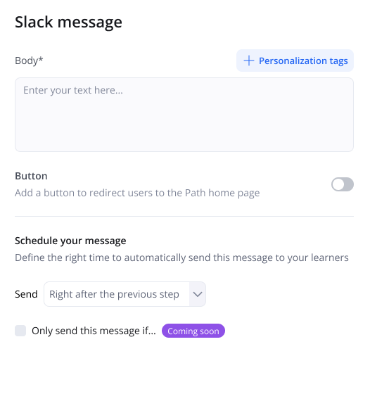 Schedule a Slack message from a path