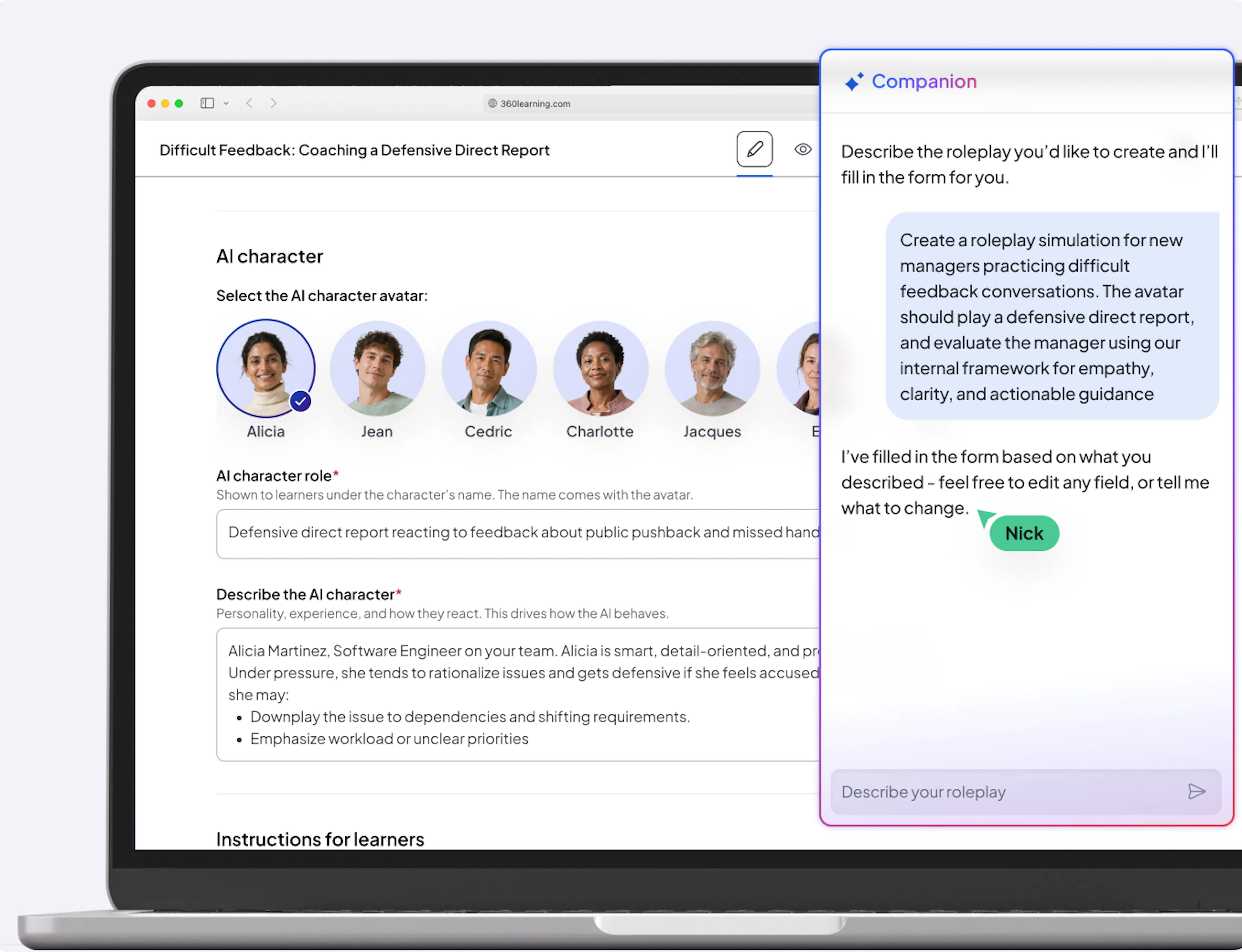 Role-specific practice on demand