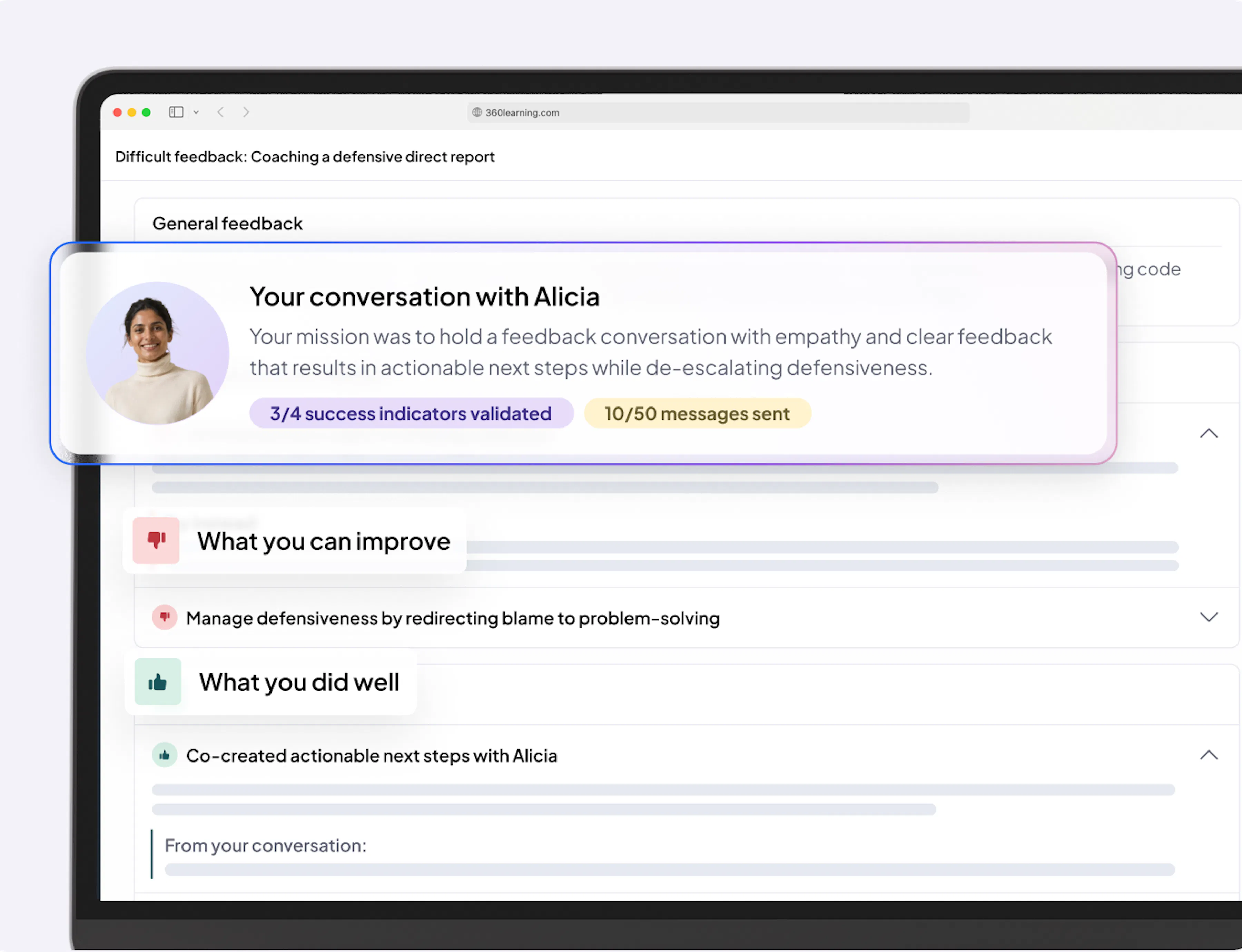 Actionable feedback