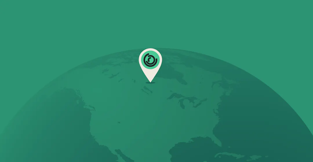 Illustration of 360Learning's logo over the North America region