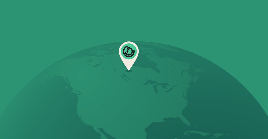 Illustration of 360Learning's logo over the North America region