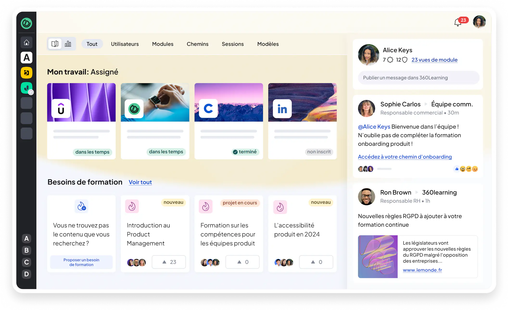 360 Learning Sample Interface La première plateforme eLearning collaborative | 360Learning