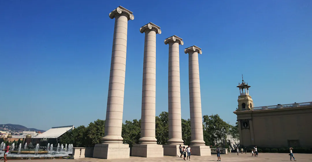 Photo of four columns representing four pillars for culture change interventions