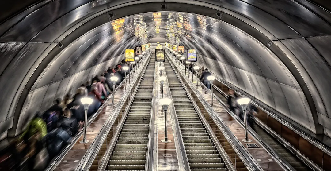 Skills England as embodied by London's tube stairs going up