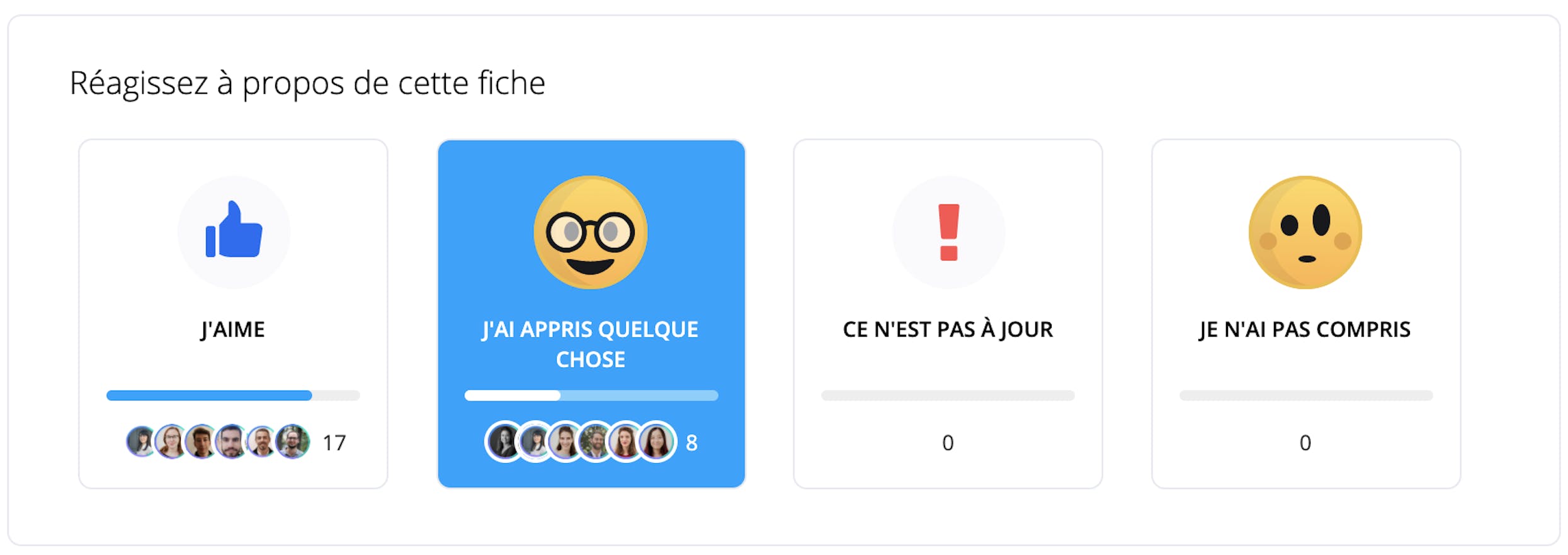 Réactions dans la plateforme 360Learning
