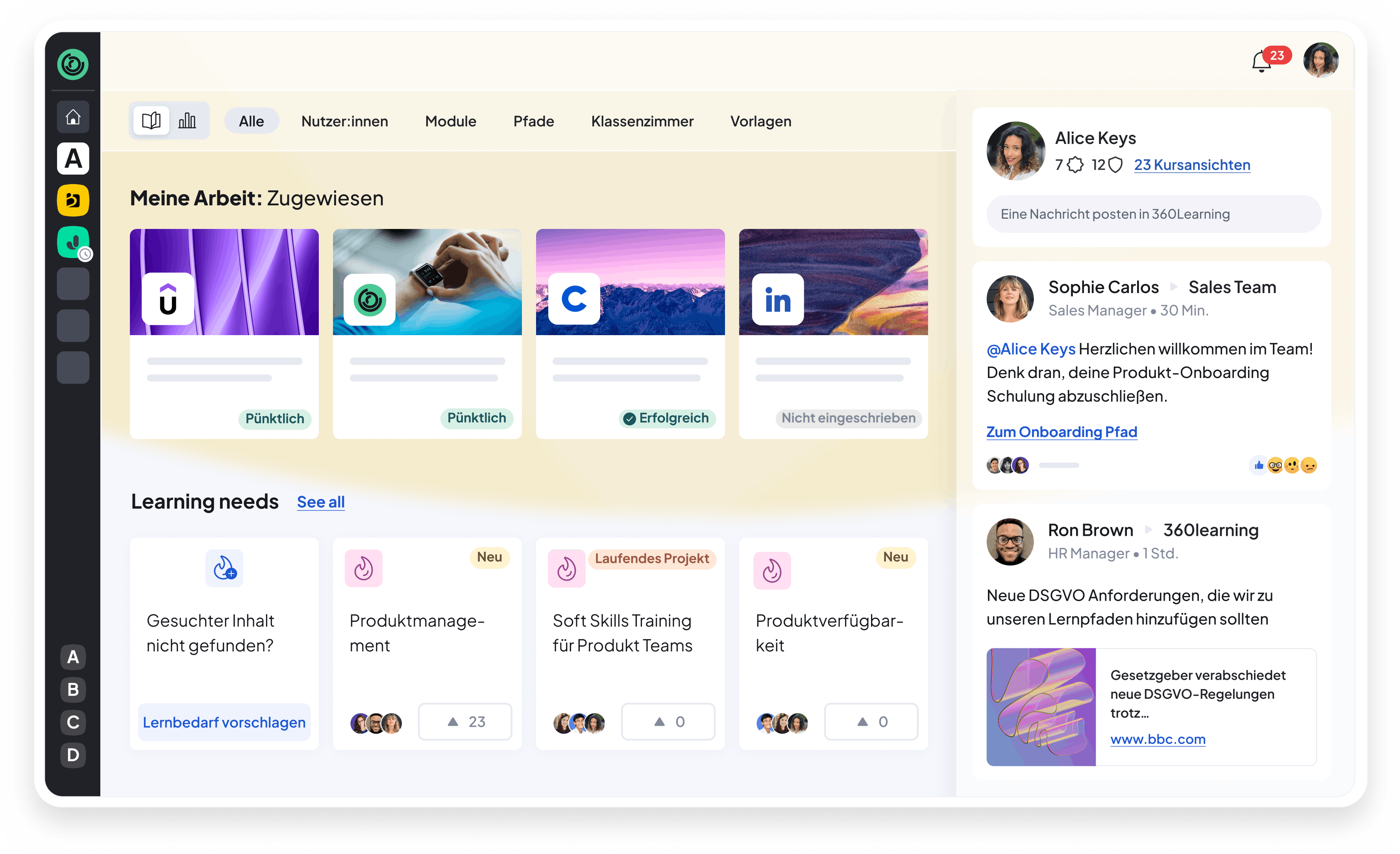 E-Learning-Plattform Benutzeroberflaeche | 360Learning