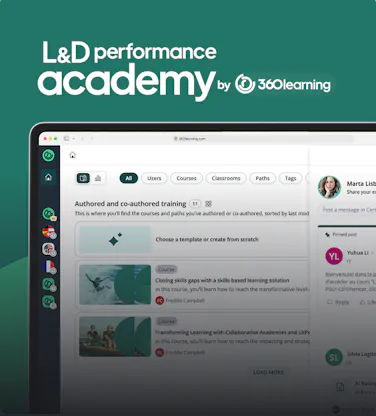 Screenshot of the L&D Academy interface, a selection of courses for L&D teams by 360Learning