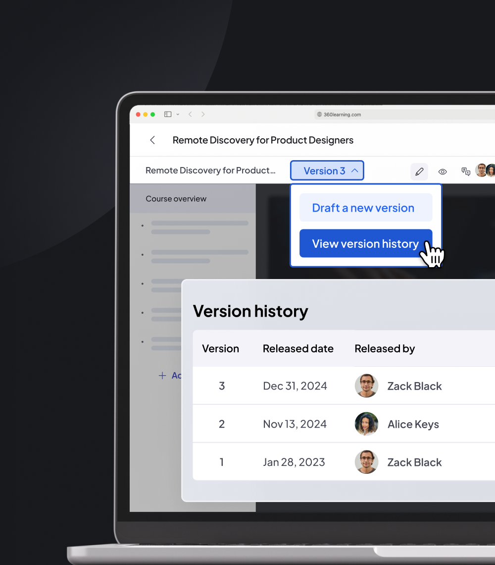 360Learning course versioning