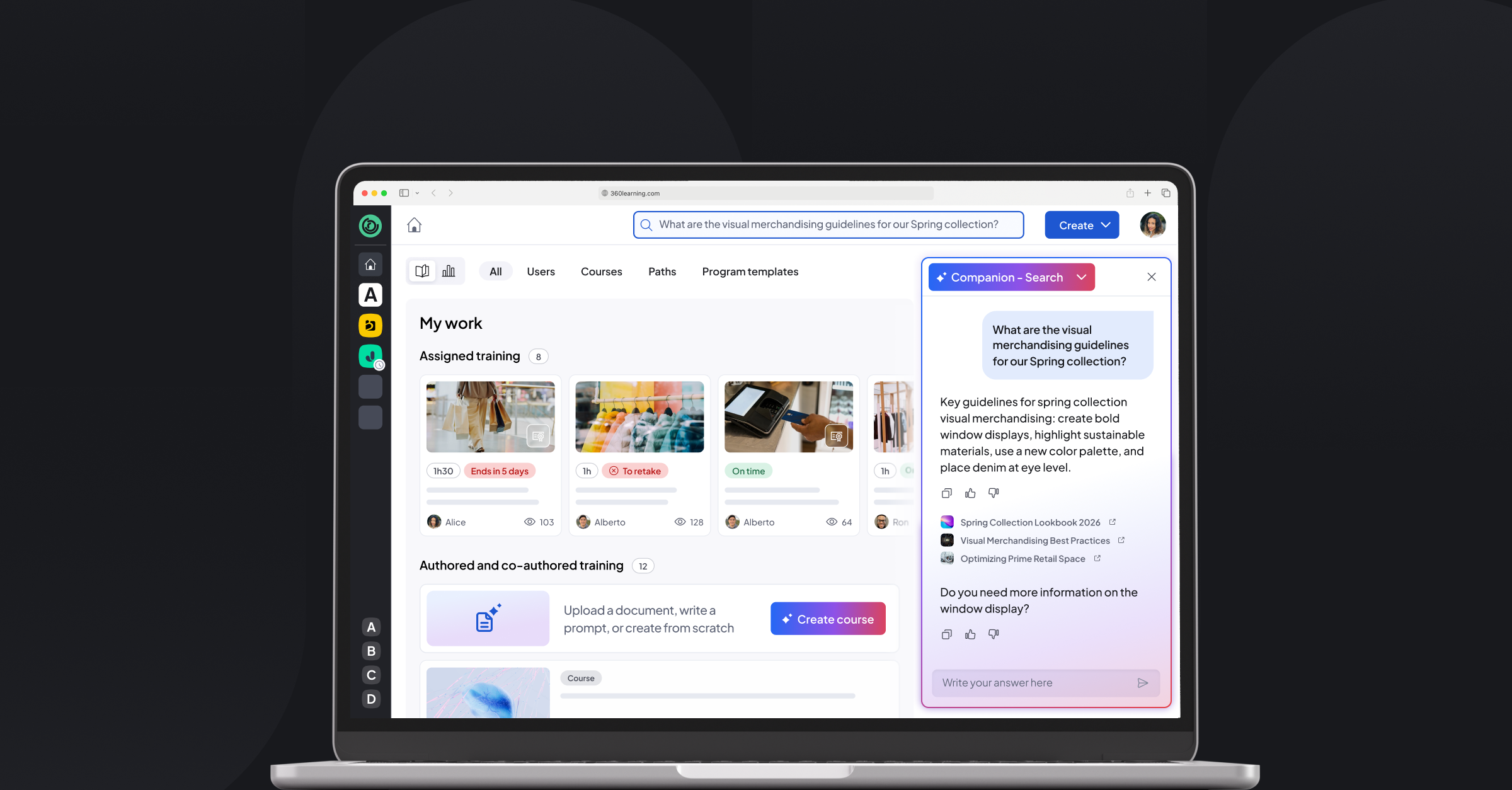 360Learning AI Companion Search Mode
