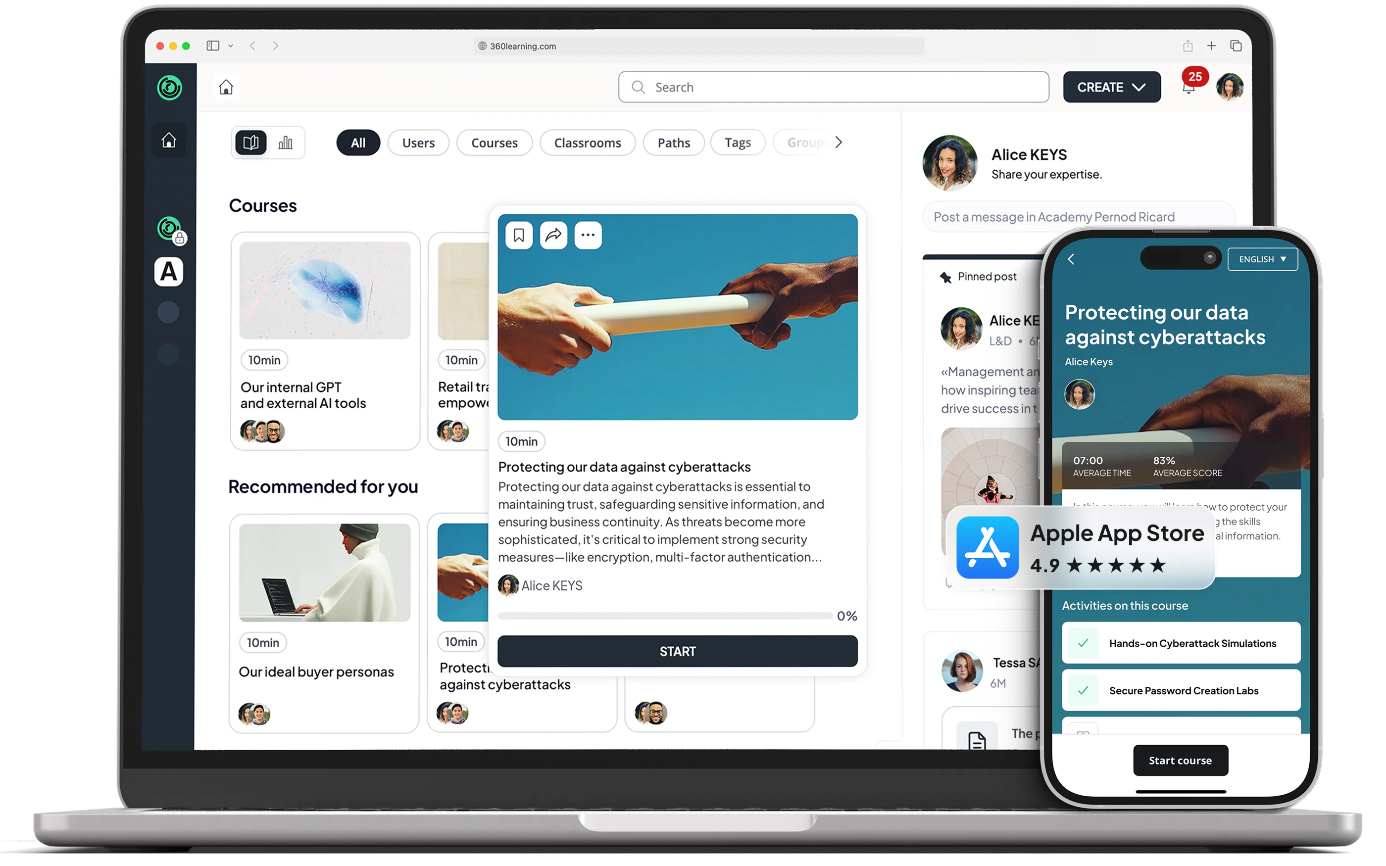 360 Learning Sample Interface Discover the Best LMS on the market | Get a demo of 360Learning