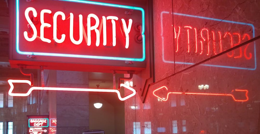 Neon security sign to represent LMS security