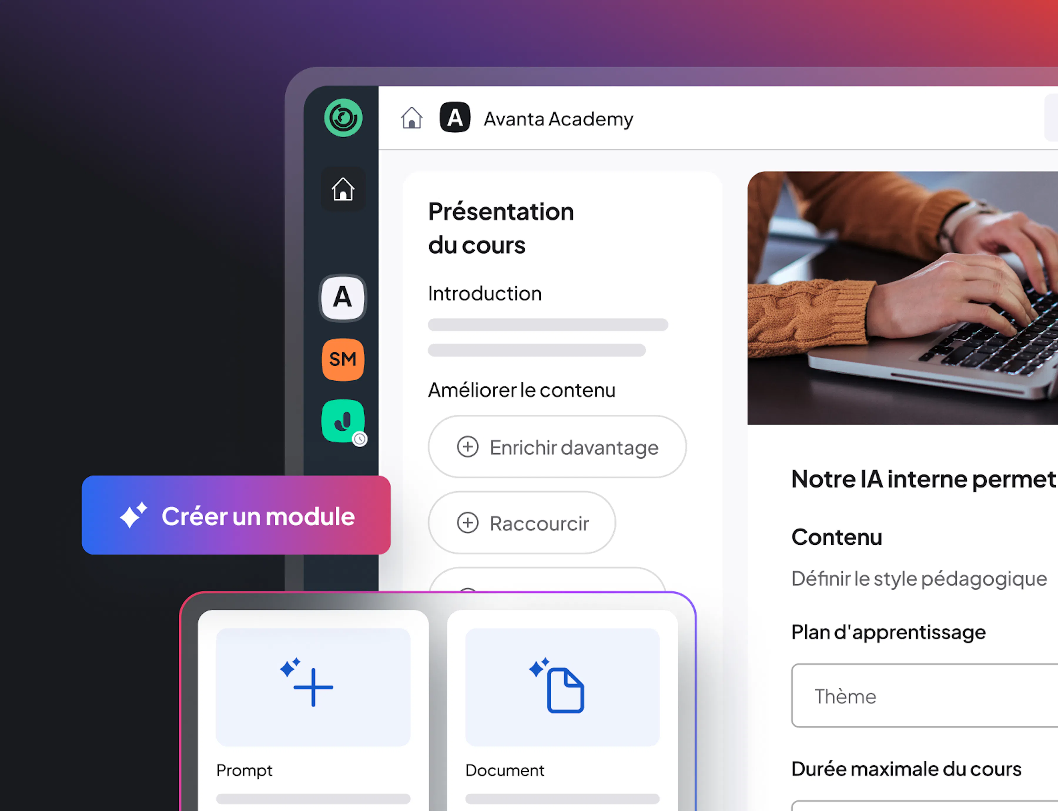 Screenshot création de cours assistée par IA