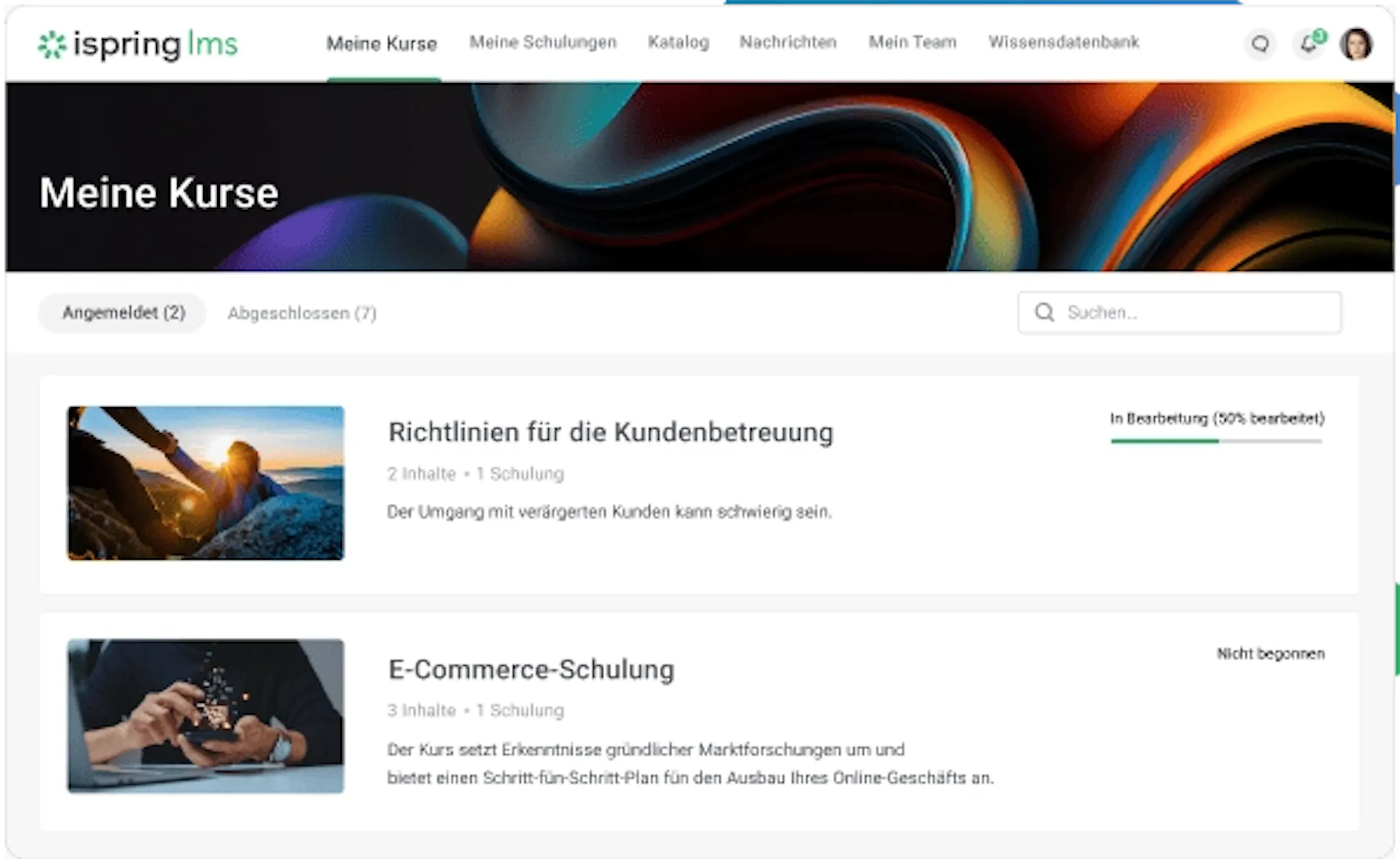 Plattformeinblick ispring learn