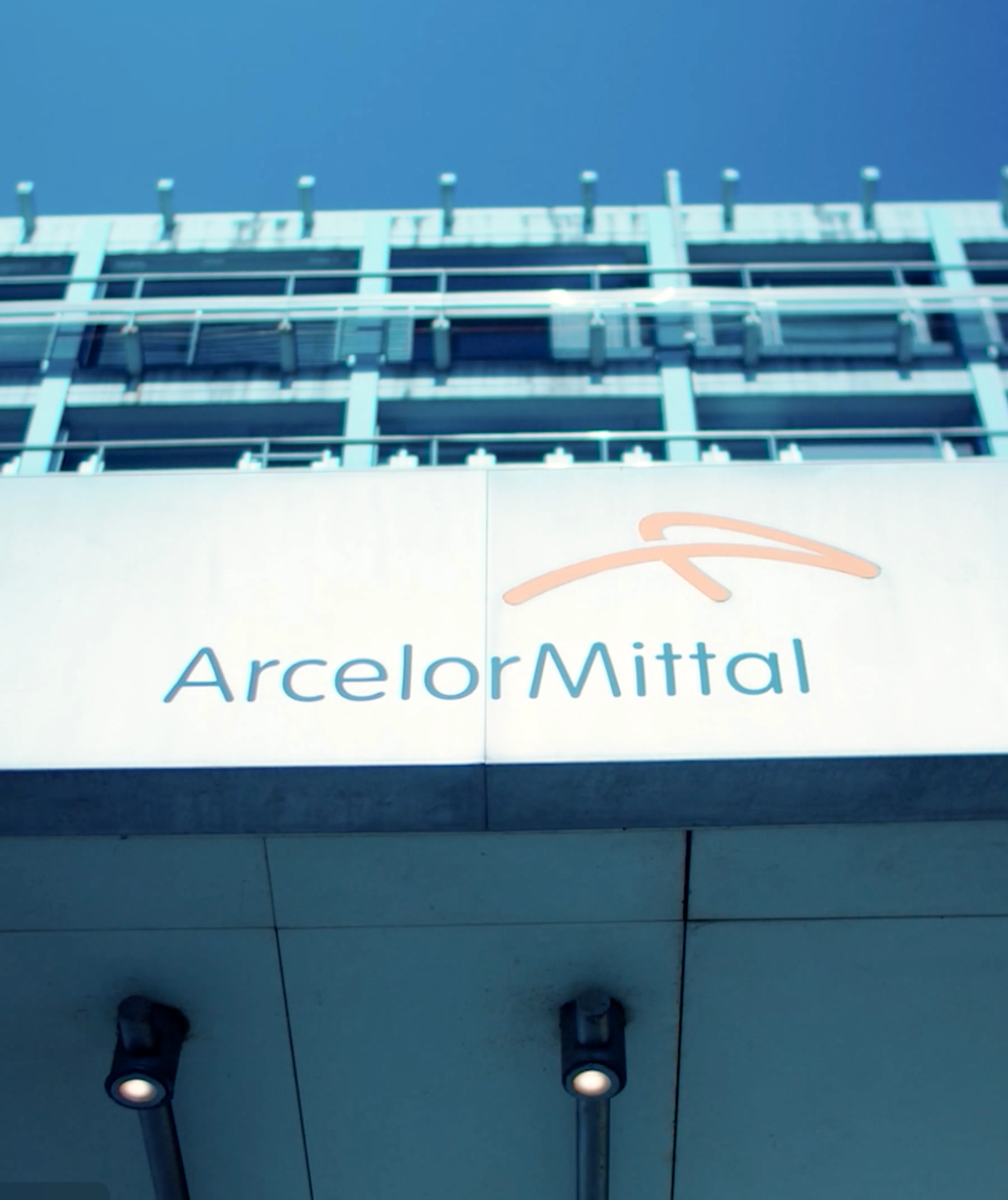 Image of ArcelorMittal's logo on their offices