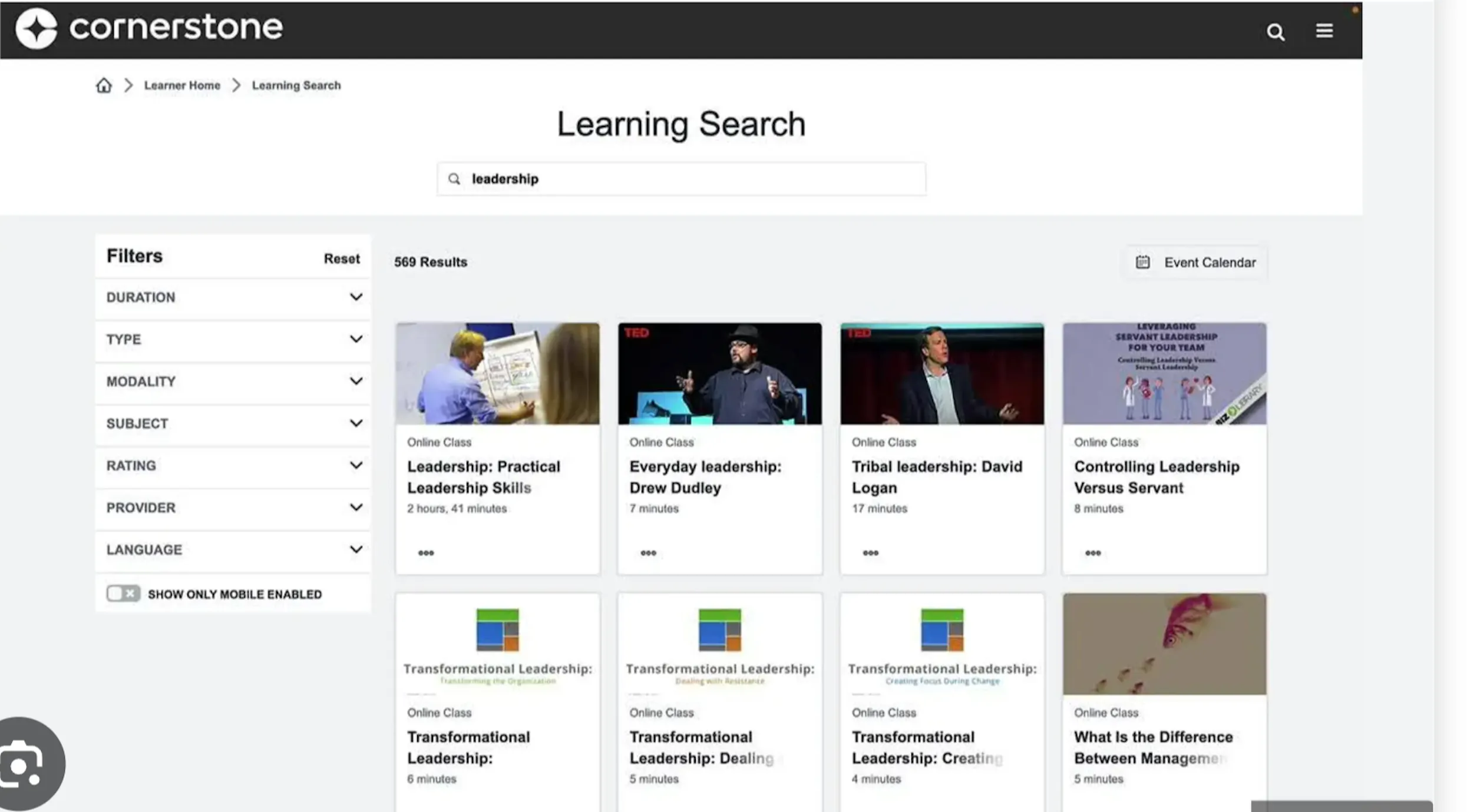 Cornerstone OnDemand E-Learning-Plattform Einblick