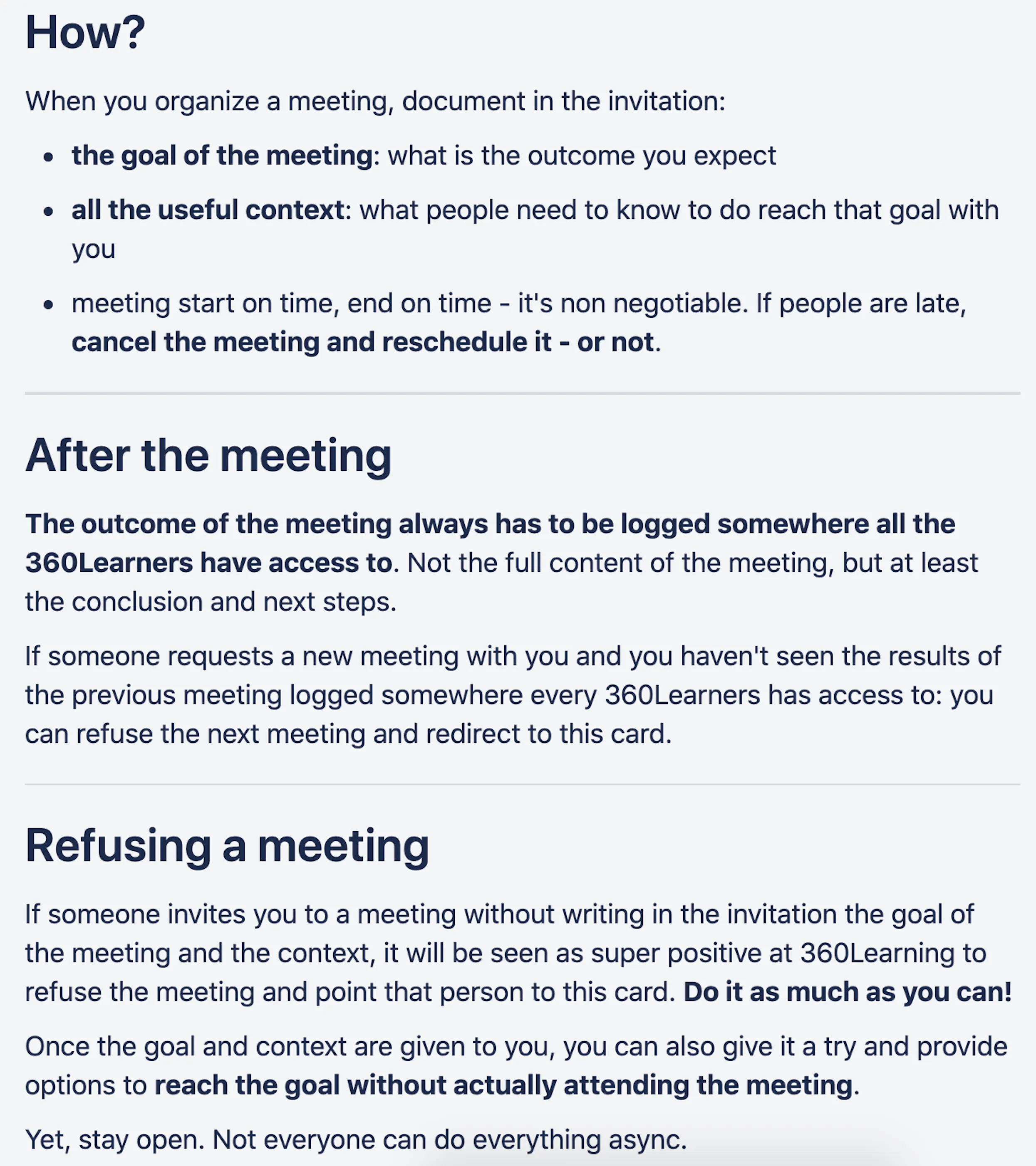 manager training meeting guidelines