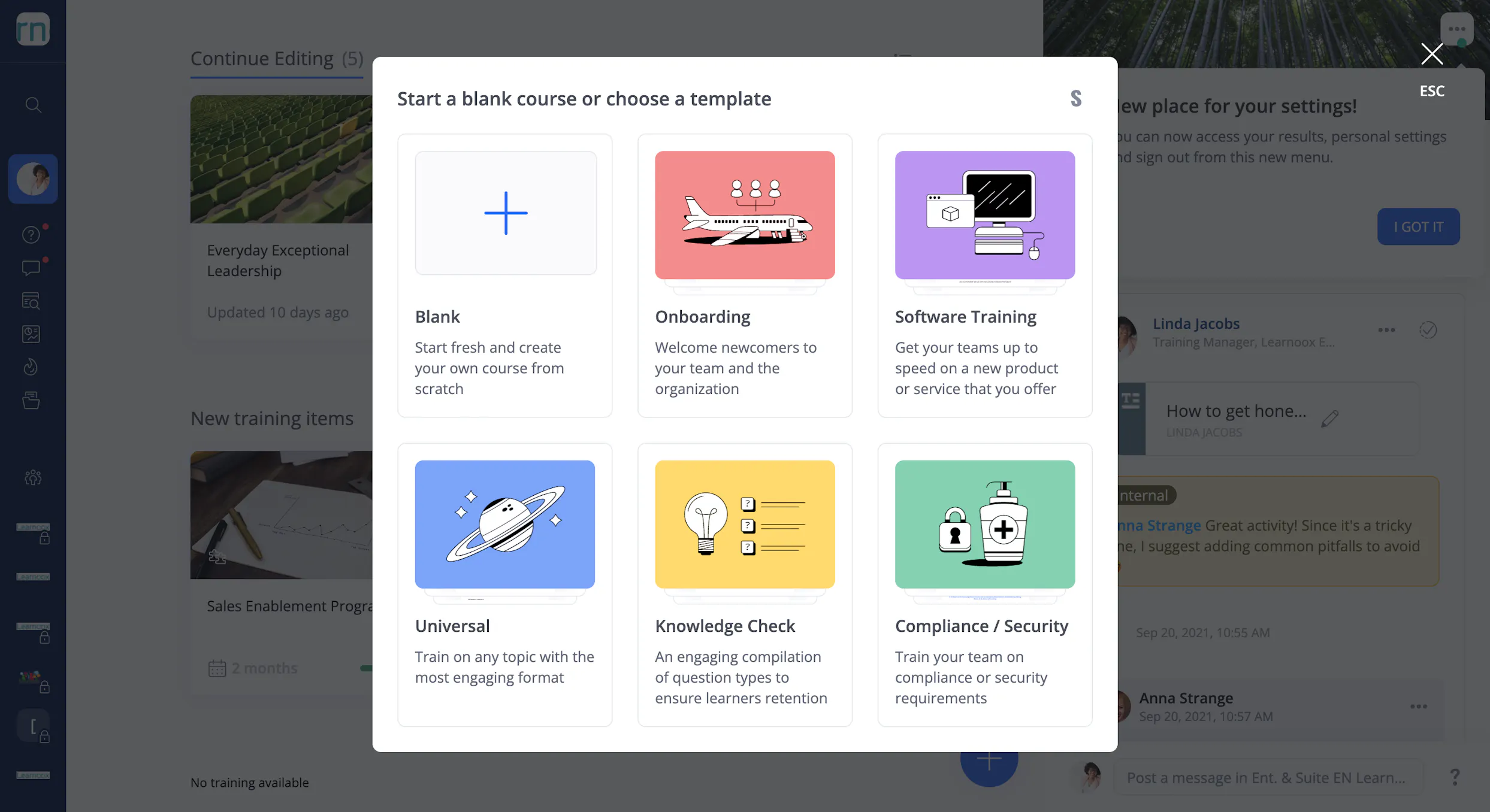 Asynchronous learning done with authoring tool templates