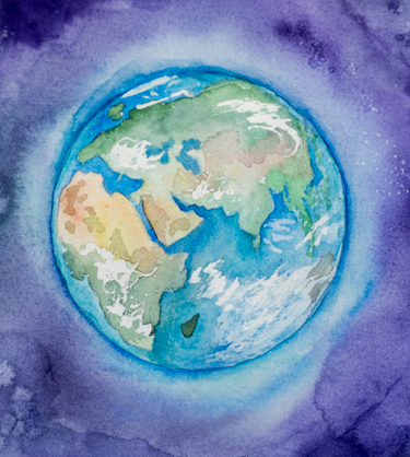 Painting of a globe representing cross-cultural training 
