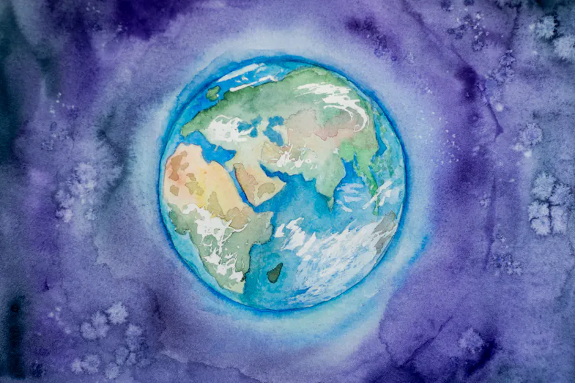 Painting of a globe representing cross-cultural training