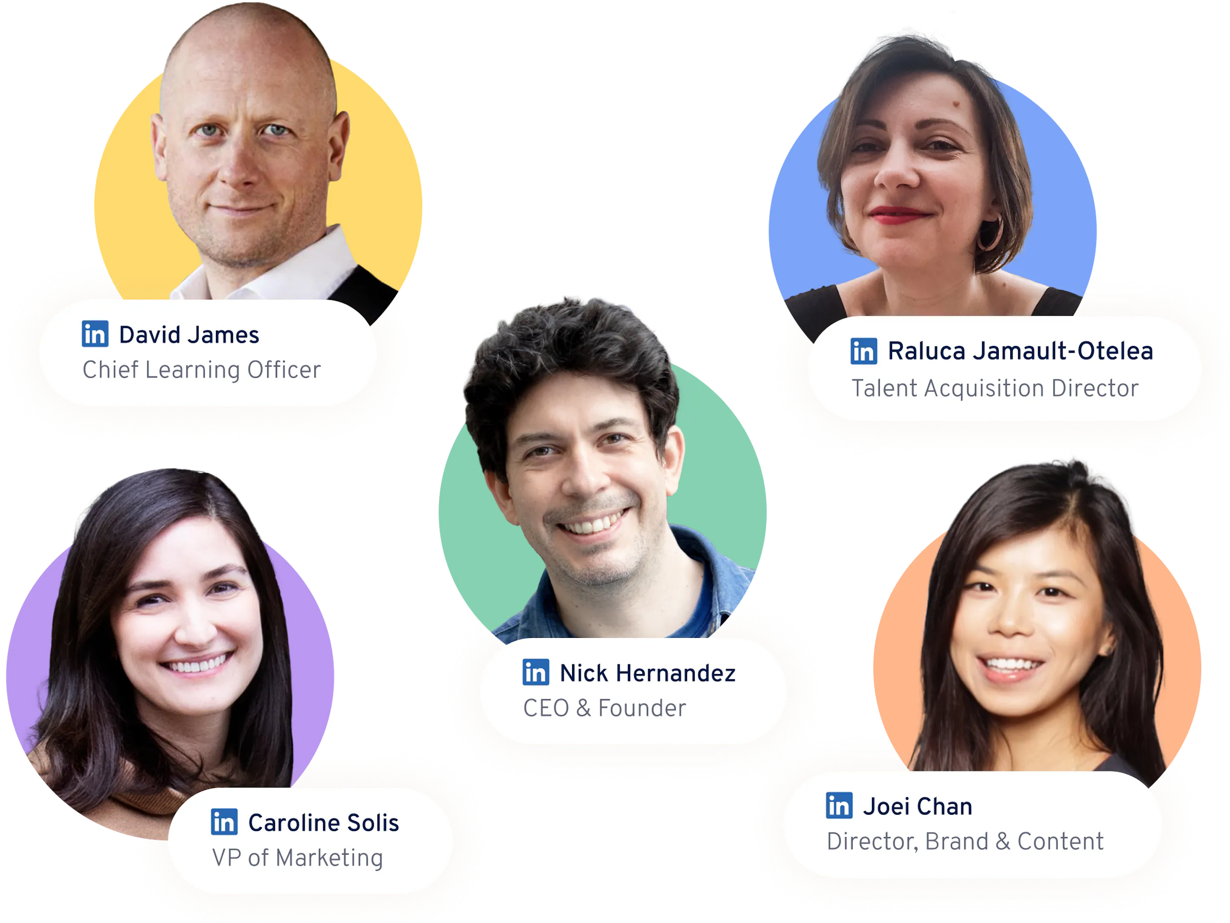 360Learning spokesperson David James Raluca Nick Hernandez Caroline Solis Joei Chan