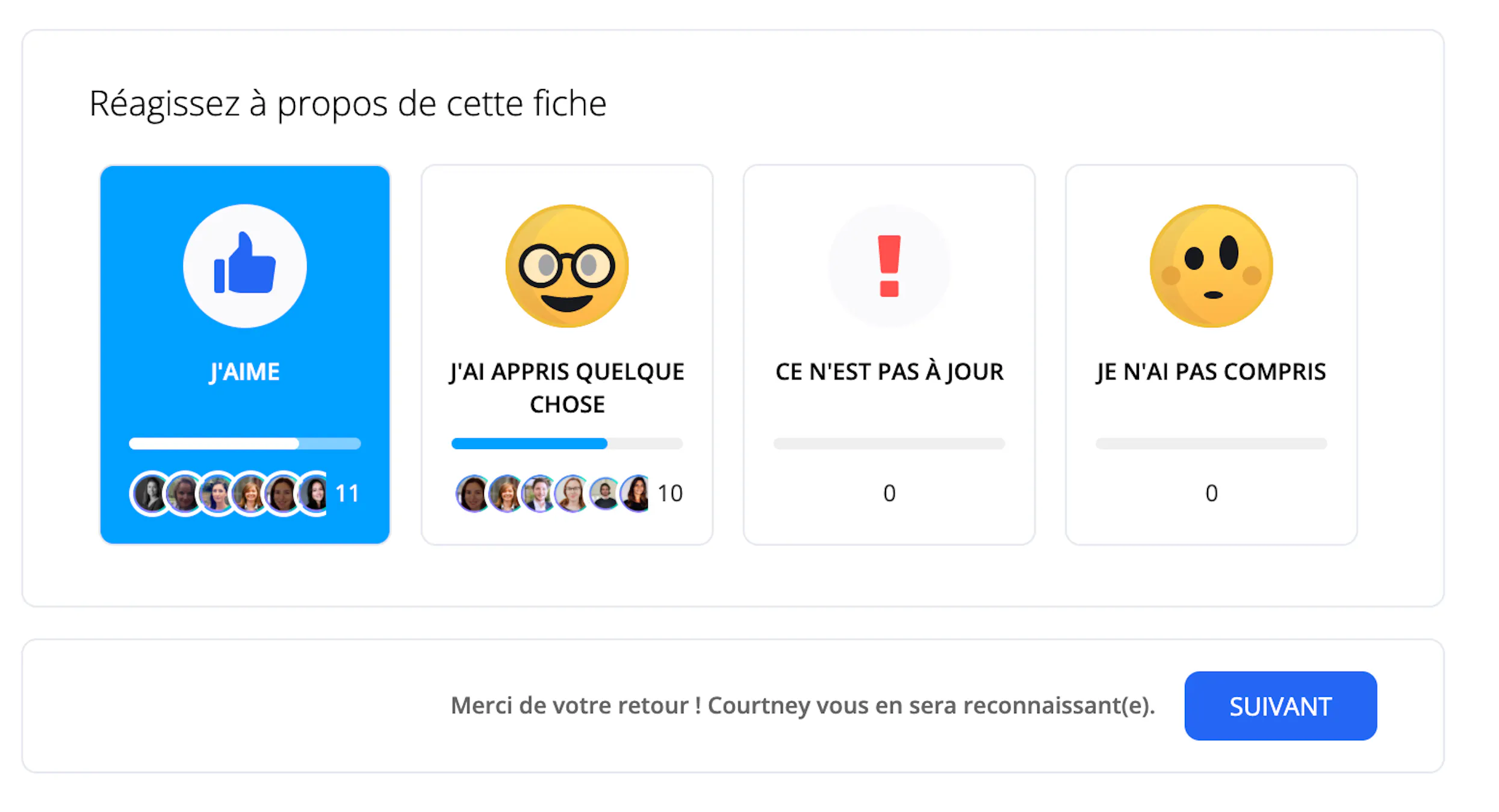 Blended Learning - Réactions dans la plateforme 360Learning